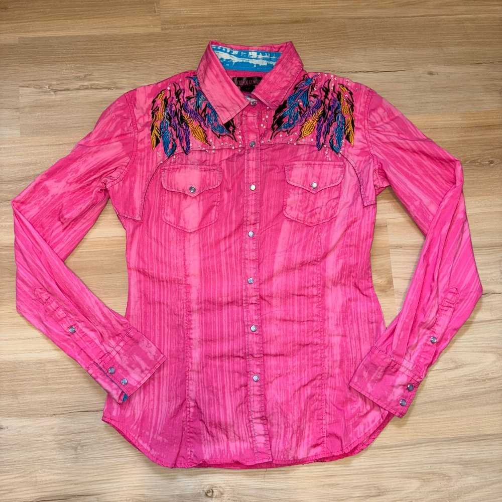 ROCK & ROLL COWGIRL Womens Hot Pink Pearlsnap